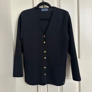 Vintage Saint James Navy Blue Wool Cardigan Made in France Nautical Gold Buttons